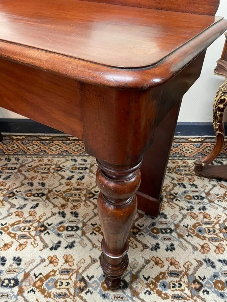 Victorian Mahogany Hall or Console Table with Gallery Back - Image 4