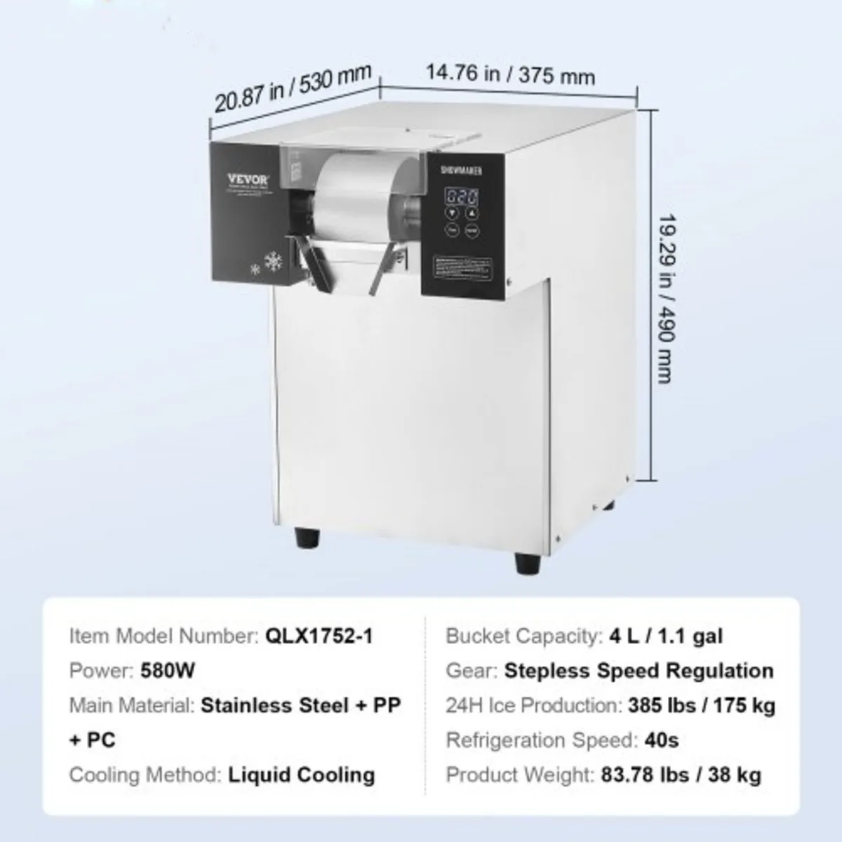 Commercial Snowflake Ice Machine, 385LBS/24H Snowf - Image 4