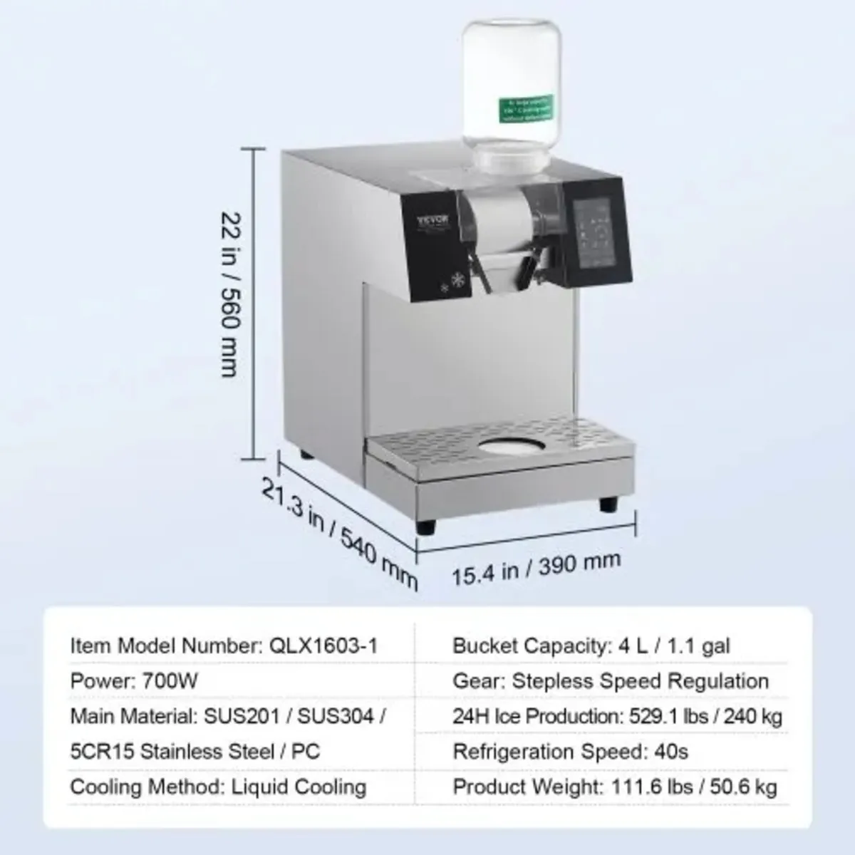 Commercial Snowflake Ice Machine, 529.1LBS/24H Sno - Image 3