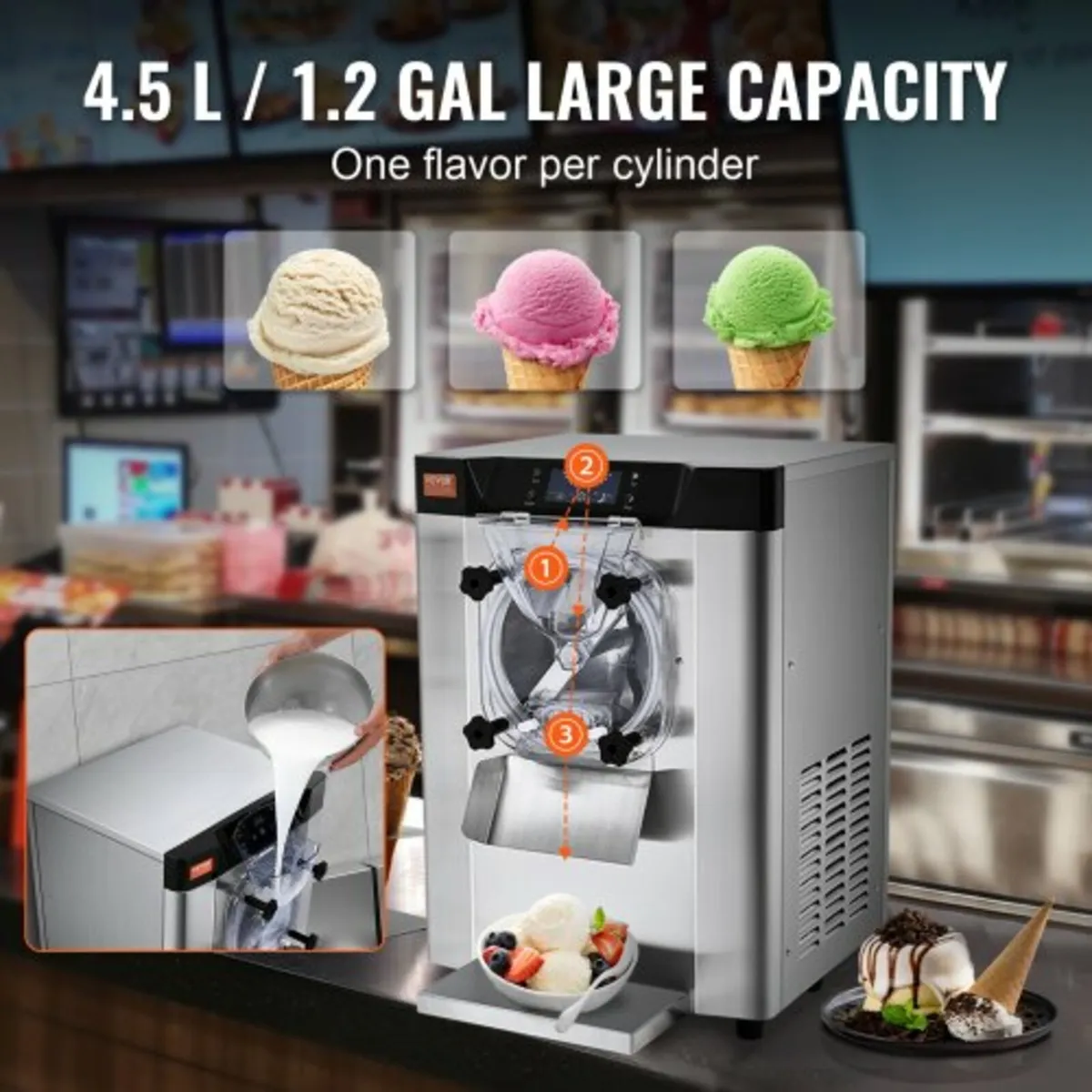 Commercial Ice Cream Machine, 12 L/H Yield, 1295W - Image 4