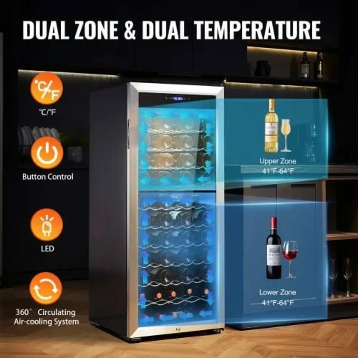 80-Bottle Wine Cooler, Dual Zone & Dual Temperatur - Image 2