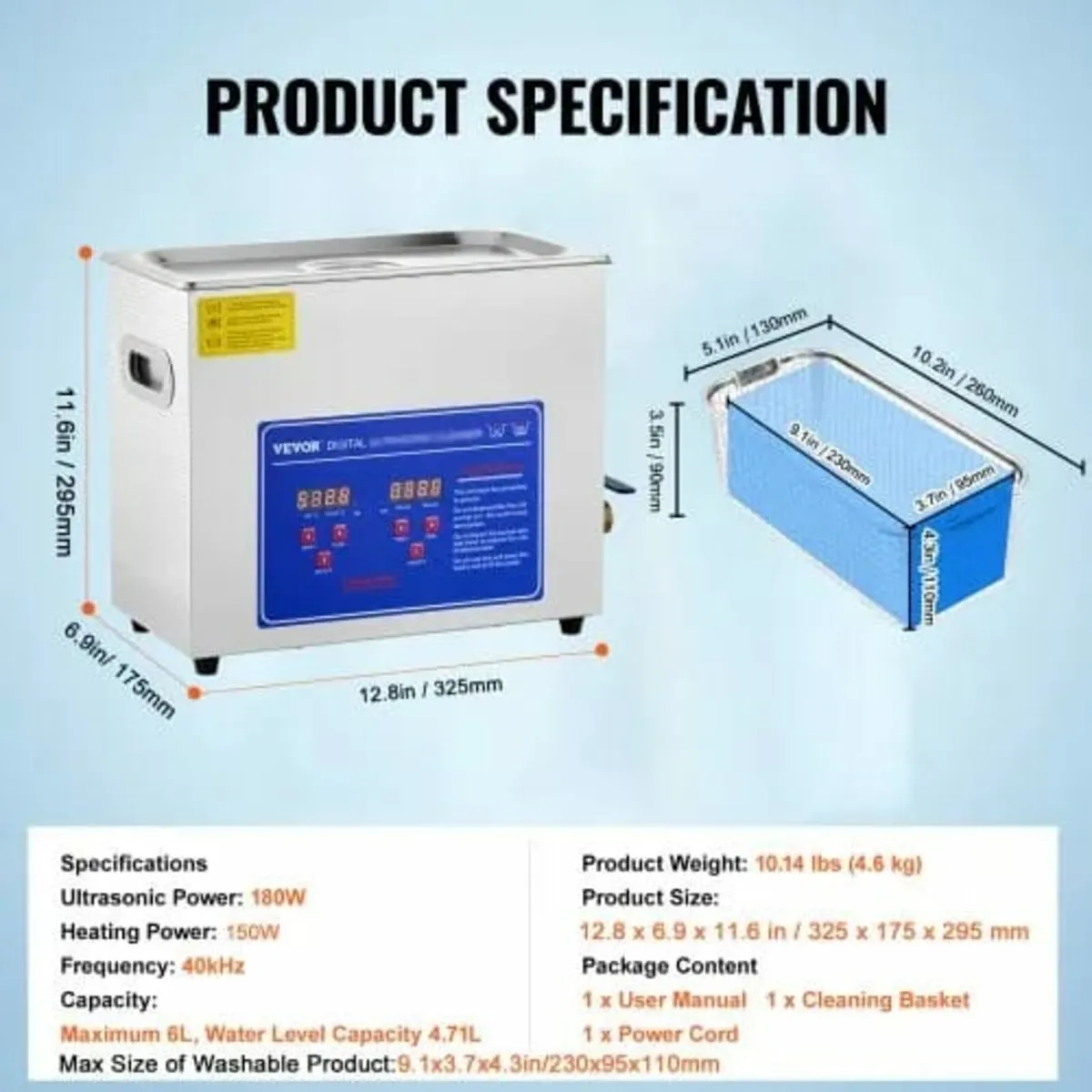 Professional Ultrasonic Cleaner, 6 L Ultrasonic Je - Image 4