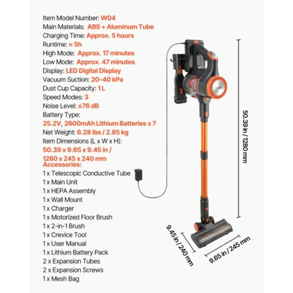 Cordless Vacuum Cleaner, 40KPA Max Suction, Rechar - Image 3