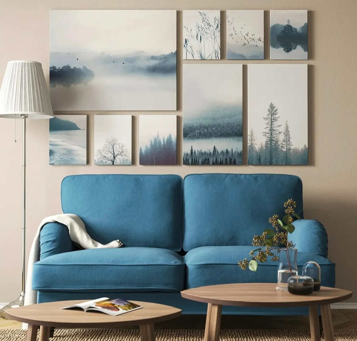 picture, set of 9, blue landscape - Image 4