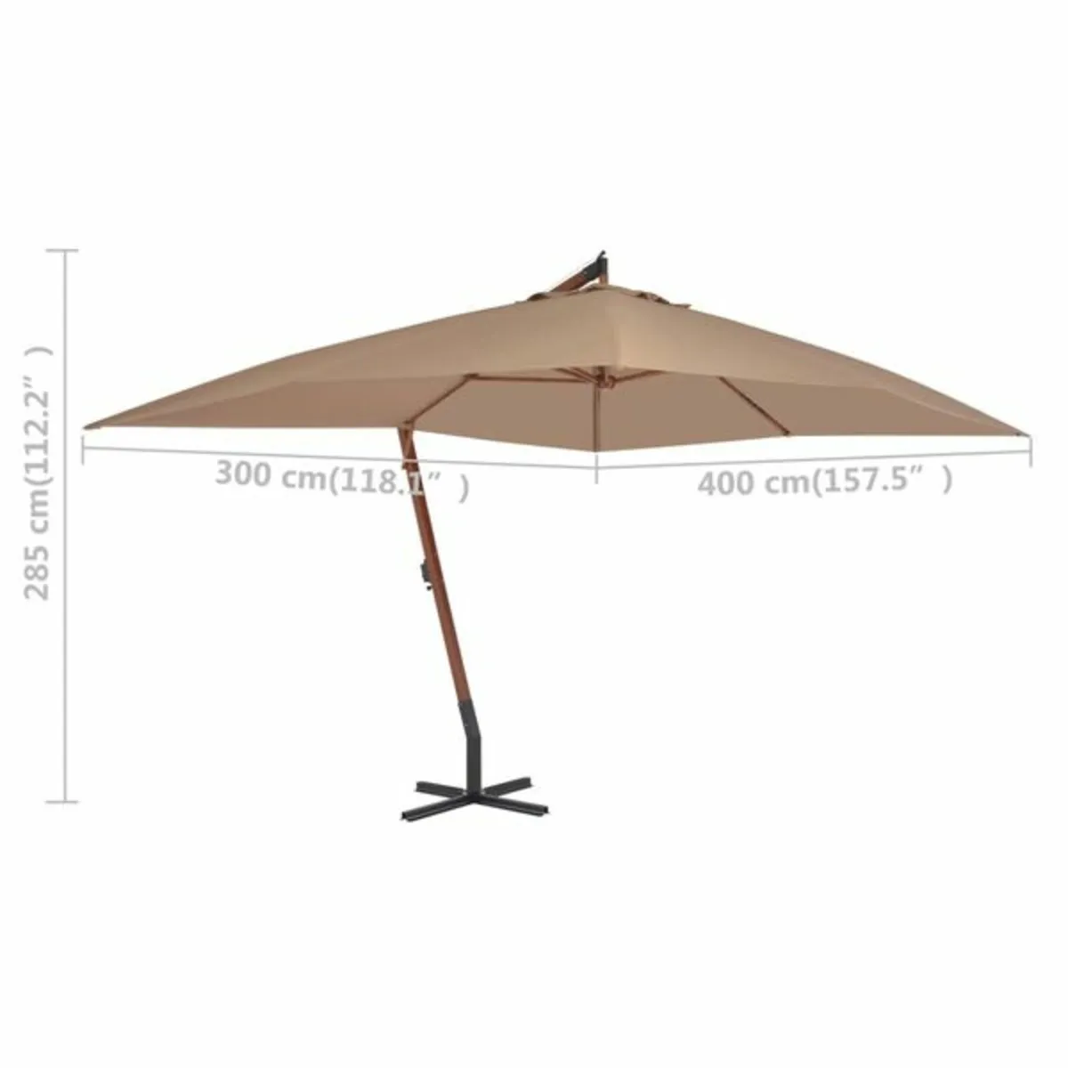 Cantilever Garden Parasol with Wooden Pole 400x300 - Image 3