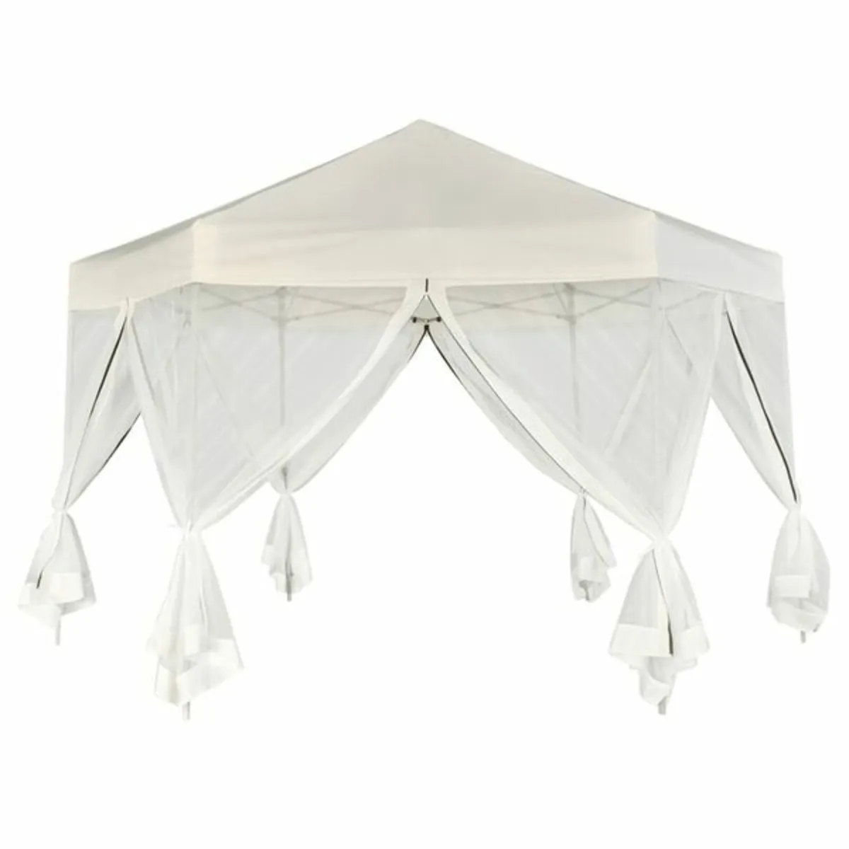 Hexagonal Pop-Up Marquee with 6 Sidewalls Cream Wh - Image 2