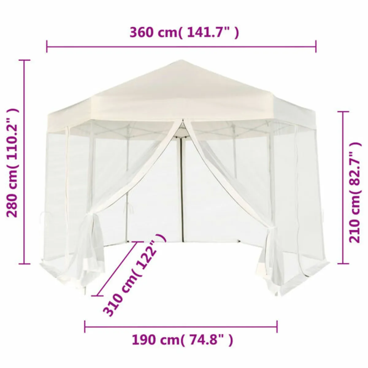 Hexagonal Pop-Up Marquee with 6 Sidewalls Cream Wh - Image 3