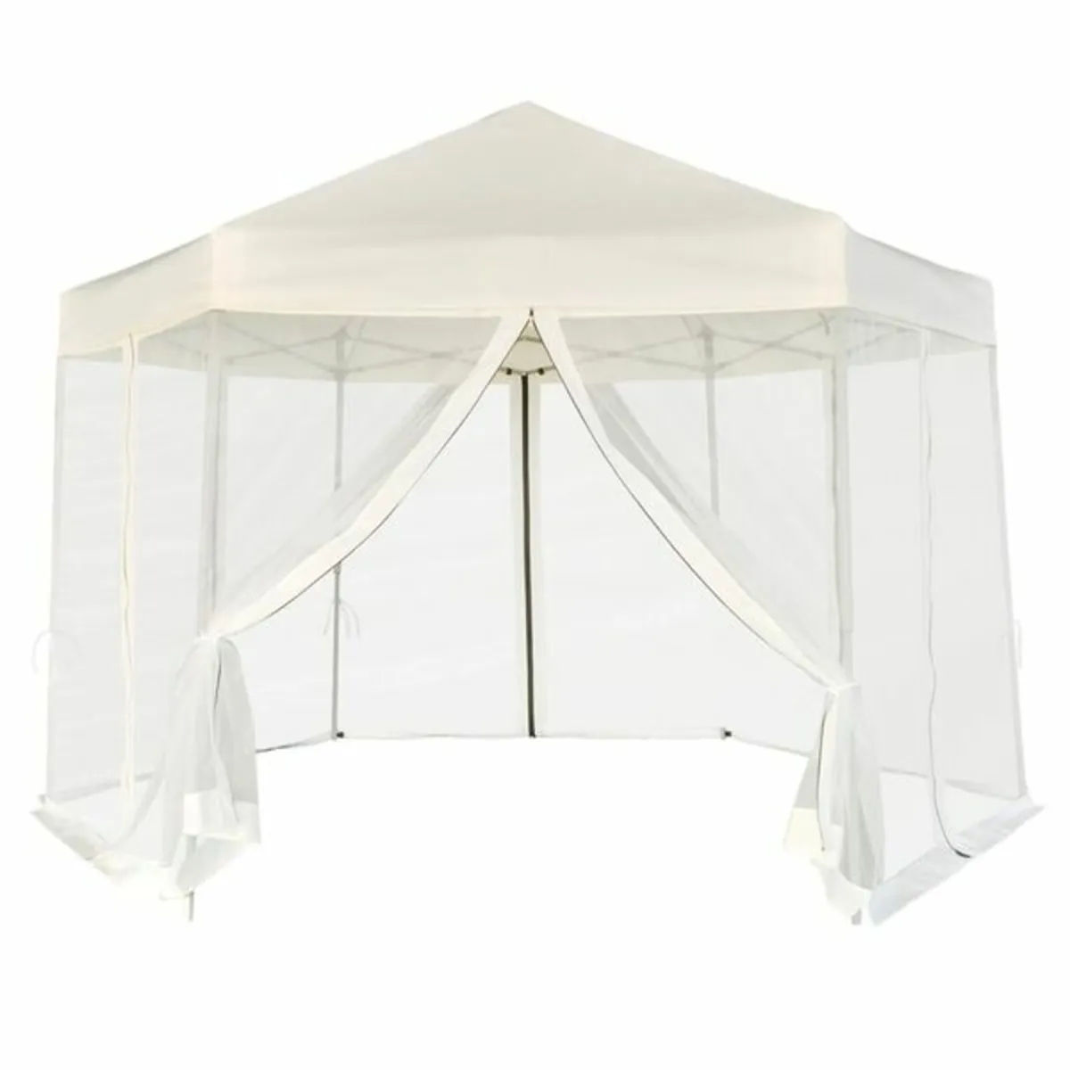 Hexagonal Pop-Up Marquee with 6 Sidewalls Cream Wh - Image 1