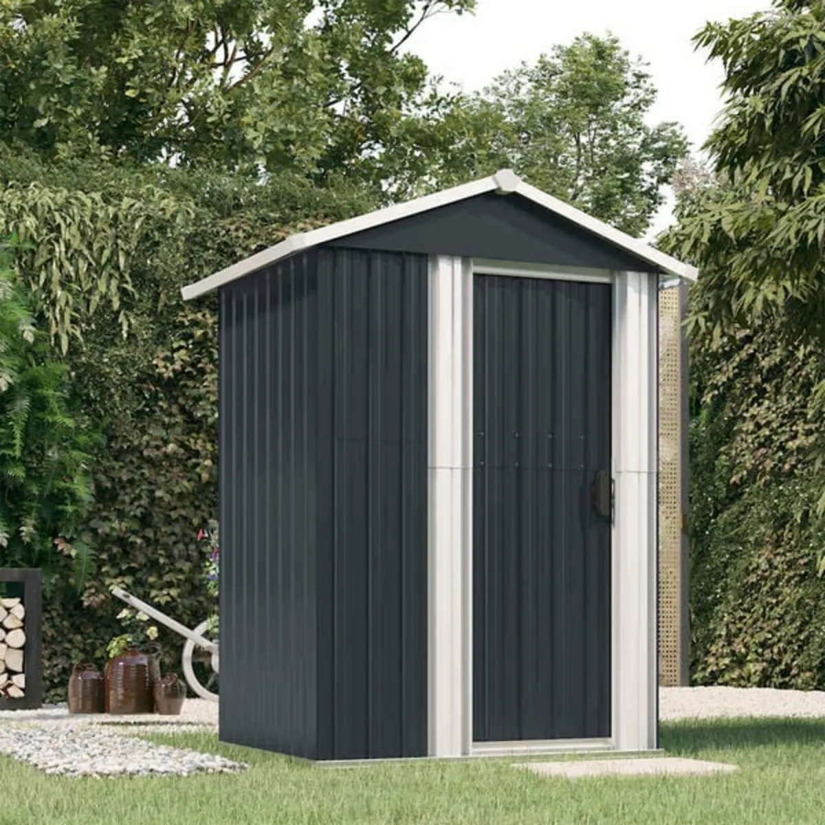 Garden Shed Anthracite 126x97.5x177 cm Galvanised - Image 2