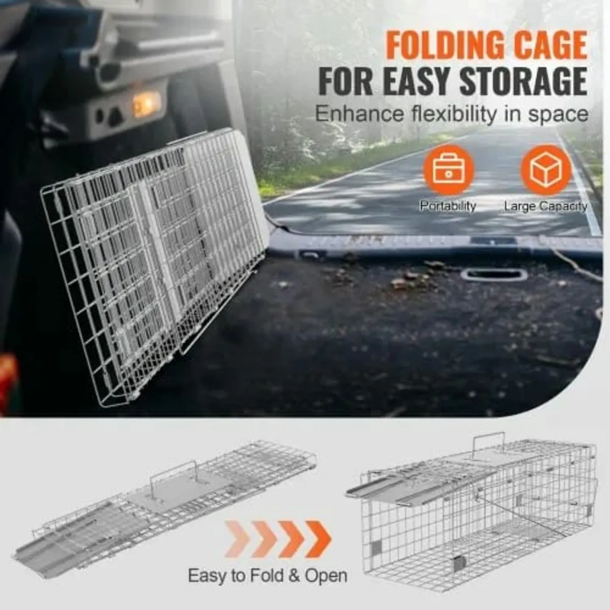 Live Animal Cage Trap, 61 x 20.3 x 20.3 cm Humane - Image 4