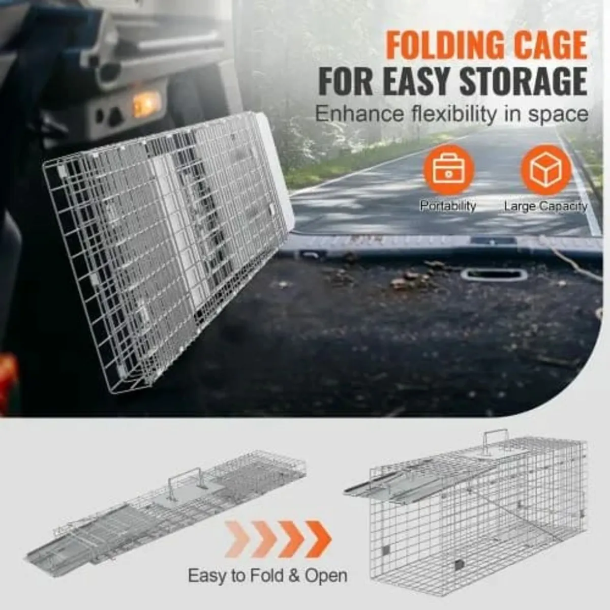 Live Animal Cage Trap, 79 x 25 x 30.5 cm Humane Ca - Image 4