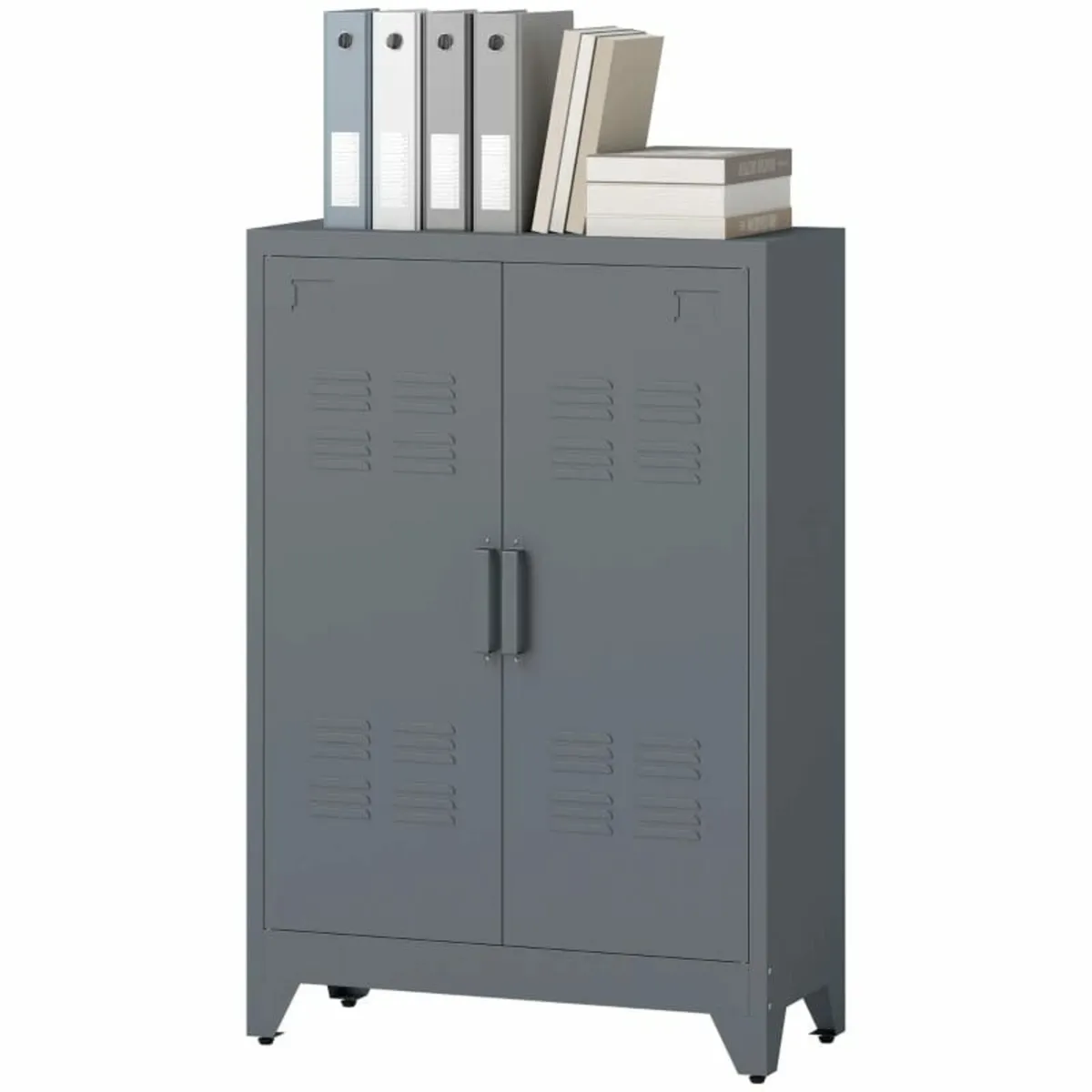 Filing cabinet with louver doors, storage cabinet, - Image 2