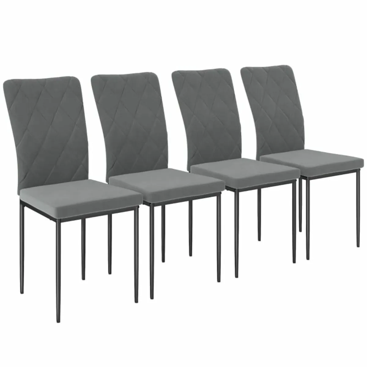 4-Piece Set Dining Chairs in Velvet Look, Modern U - Image 3