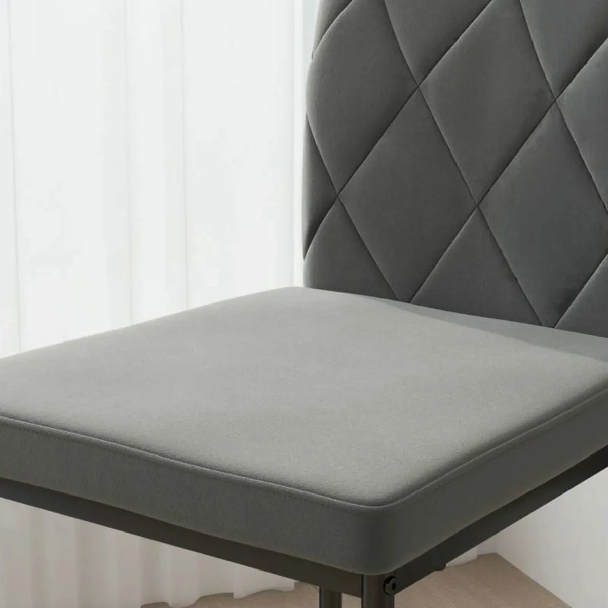 4-Piece Set Dining Chairs in Velvet Look, Modern U - Image 4