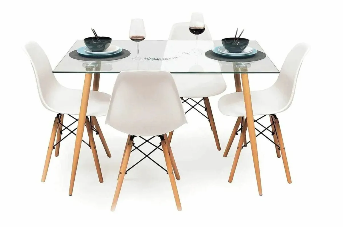 Nordic Dining Set 4 chairs white . Perfect Gift🎁 - Image 1