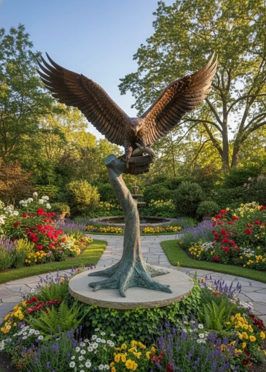 Bronze eagle sculpture - Image 1