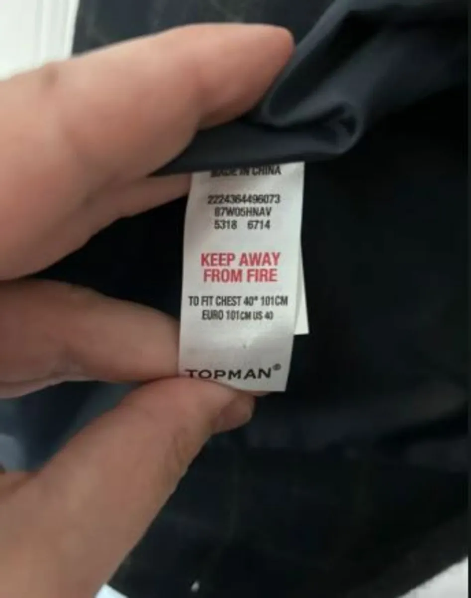 Men’s Topman navy with grey check wool waistcoat, - Image 3