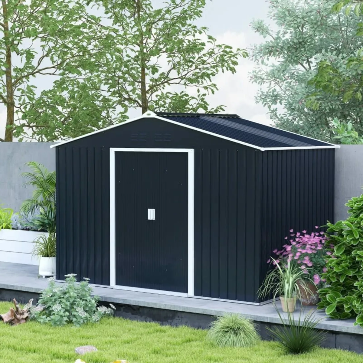 Metal Tool Shed with Sliding Doors and Ventilation - Image 3