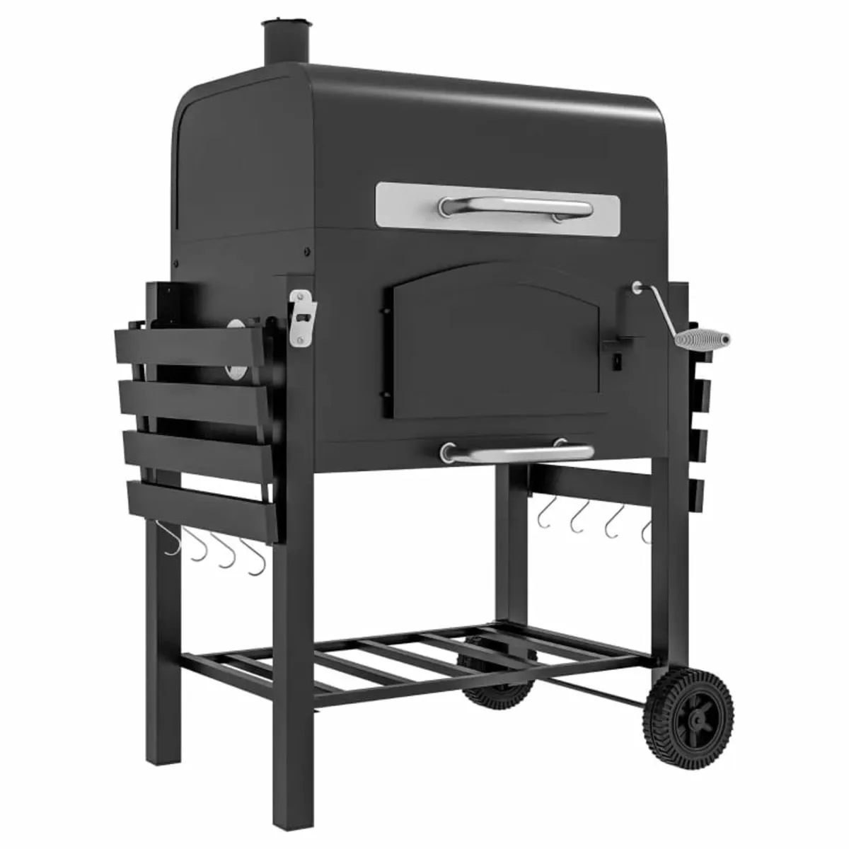 Charcoal Barbecue Grill Trolley Garden Smoker with - Image 1