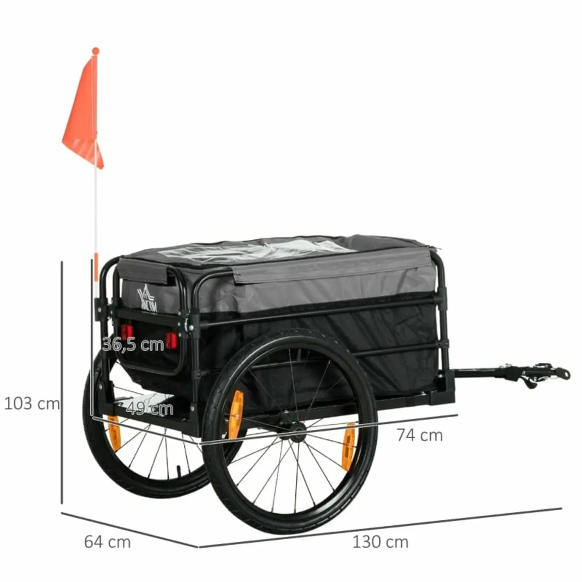 Cargo Trailer Handcart 130 x 64 x 103 cm Steel Bla - Image 3
