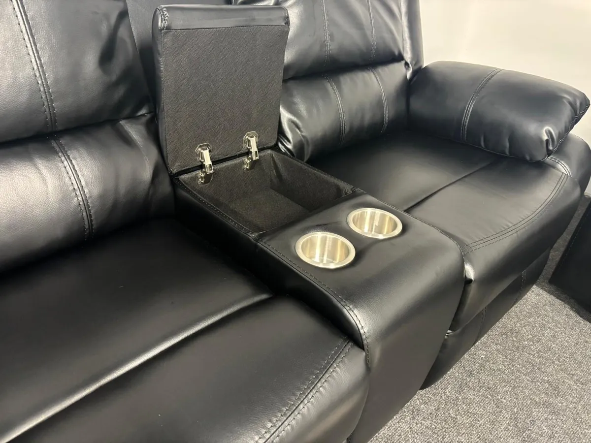 JANUARY SALE New 3+2 black Leather Recliner Sofas - Image 2