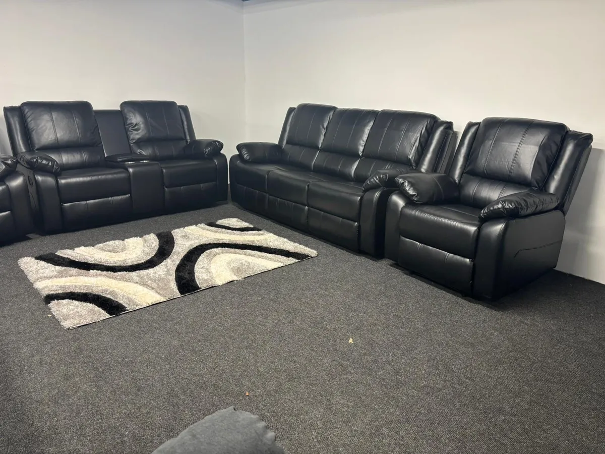 New 3+2 or 3+1+1 Black Madrid Sofas Recliners - Image 4