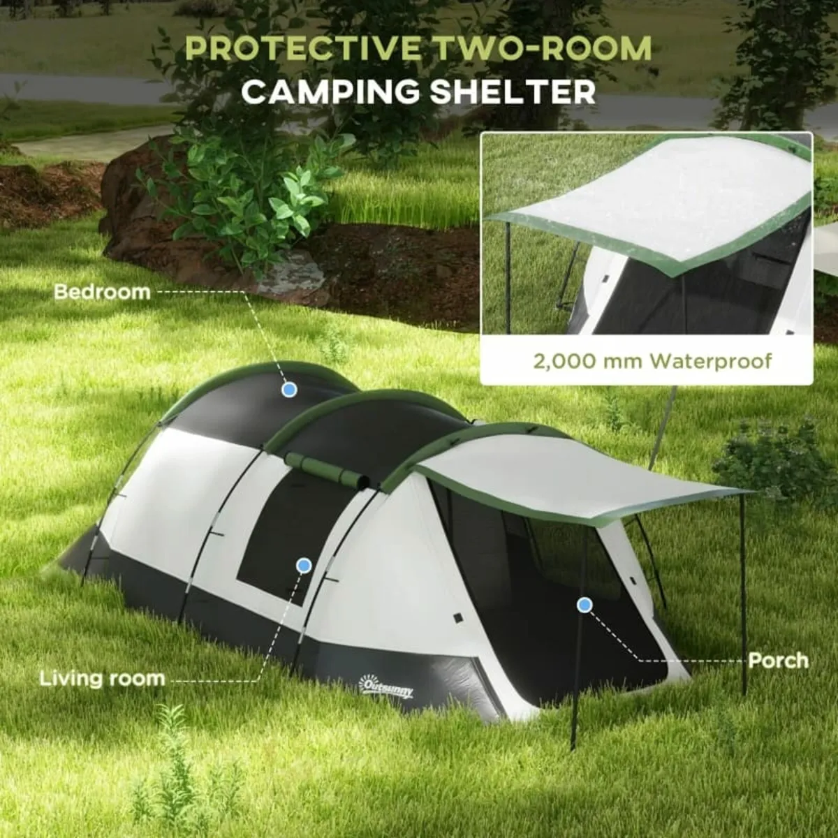 Three-Man Camping Tent, with Two Rooms and Porch - - Image 3