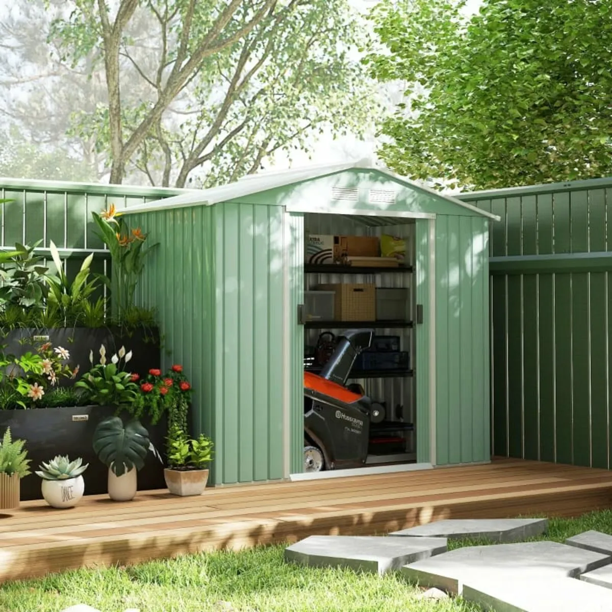 7 x 4ft Metal Garden Shed, Outdoor Storage Tool Ho - Image 4