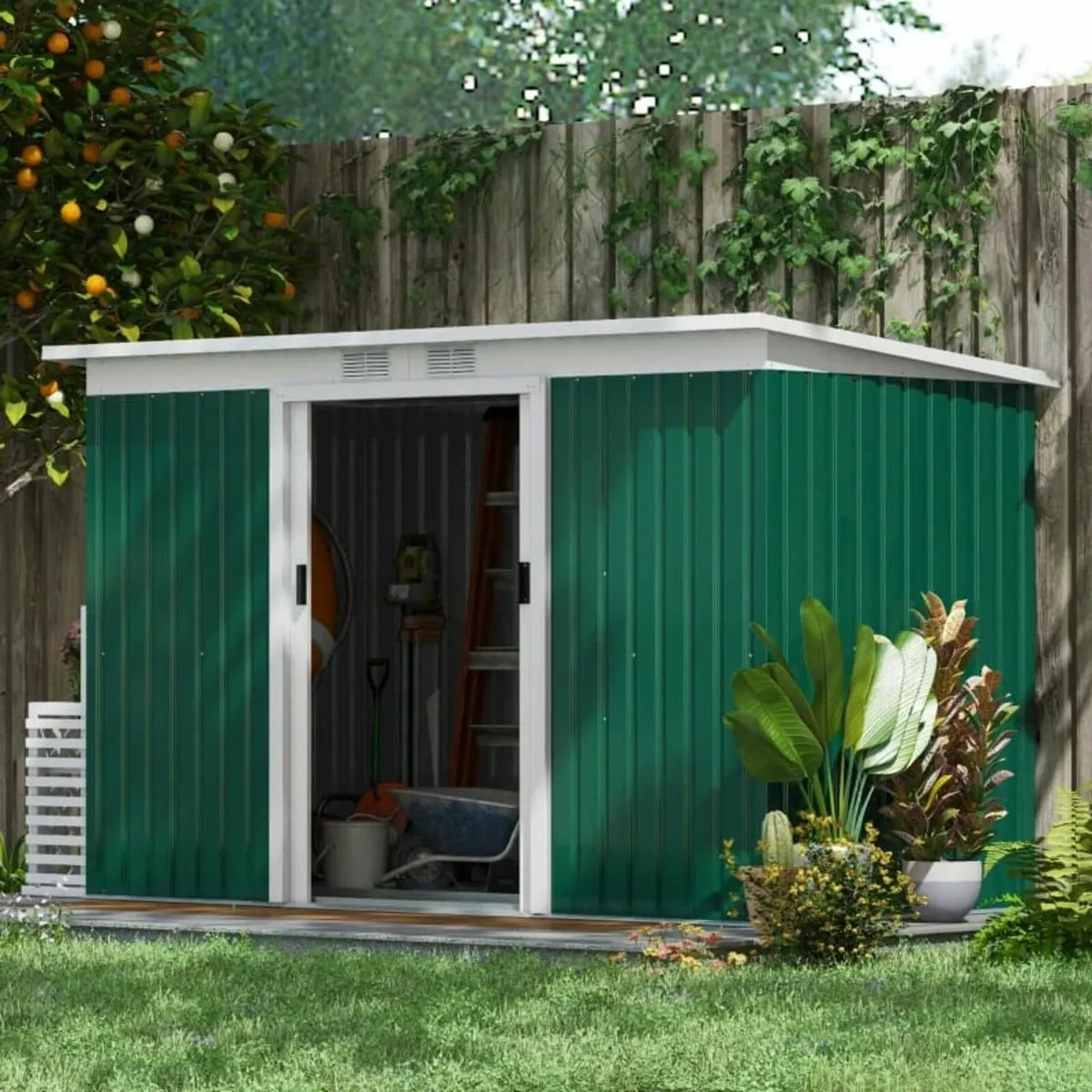 4ft x 9ft Steel Garden Tool Shed - Image 3