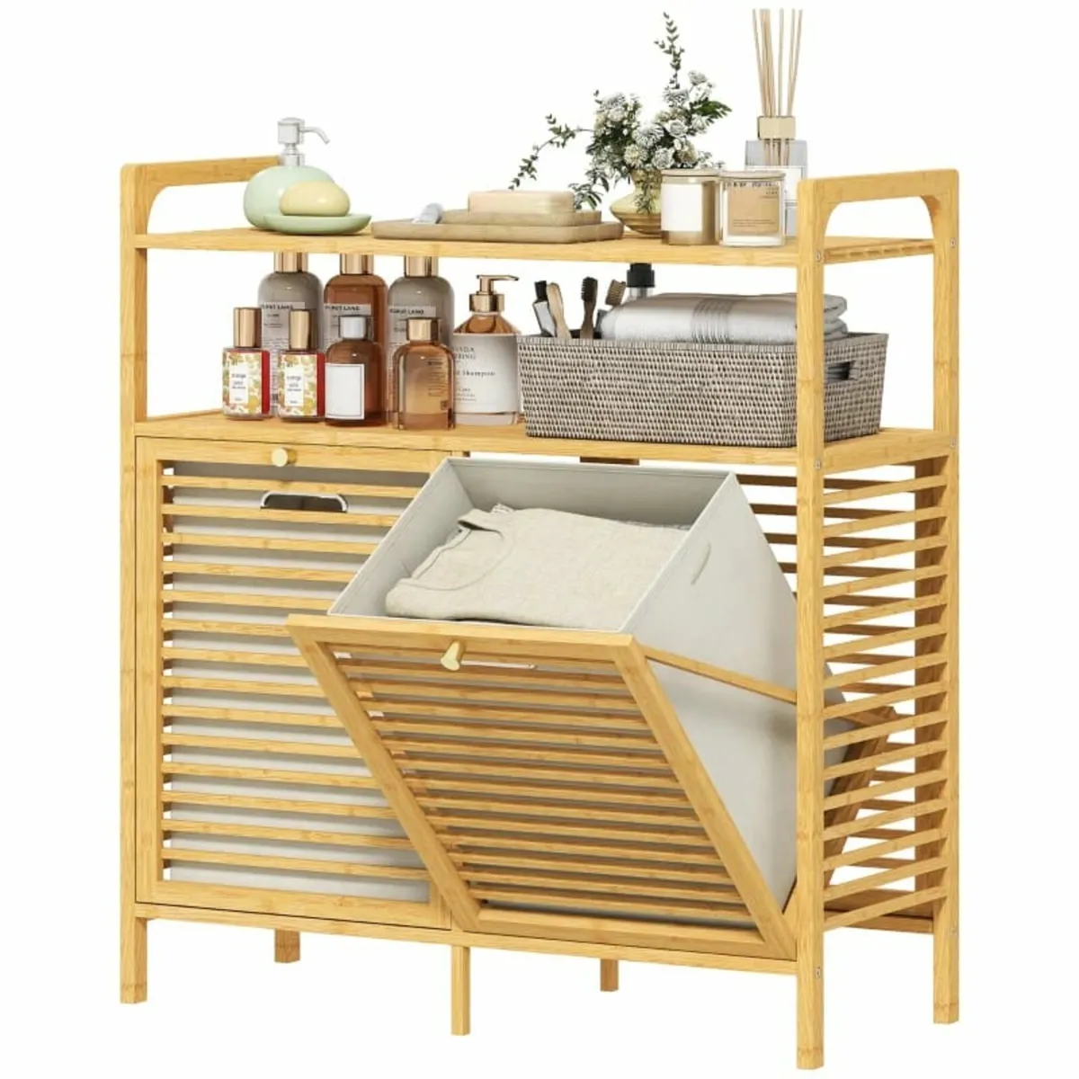 Laundry rack with 2 fabric baskets, freestanding b - Image 2