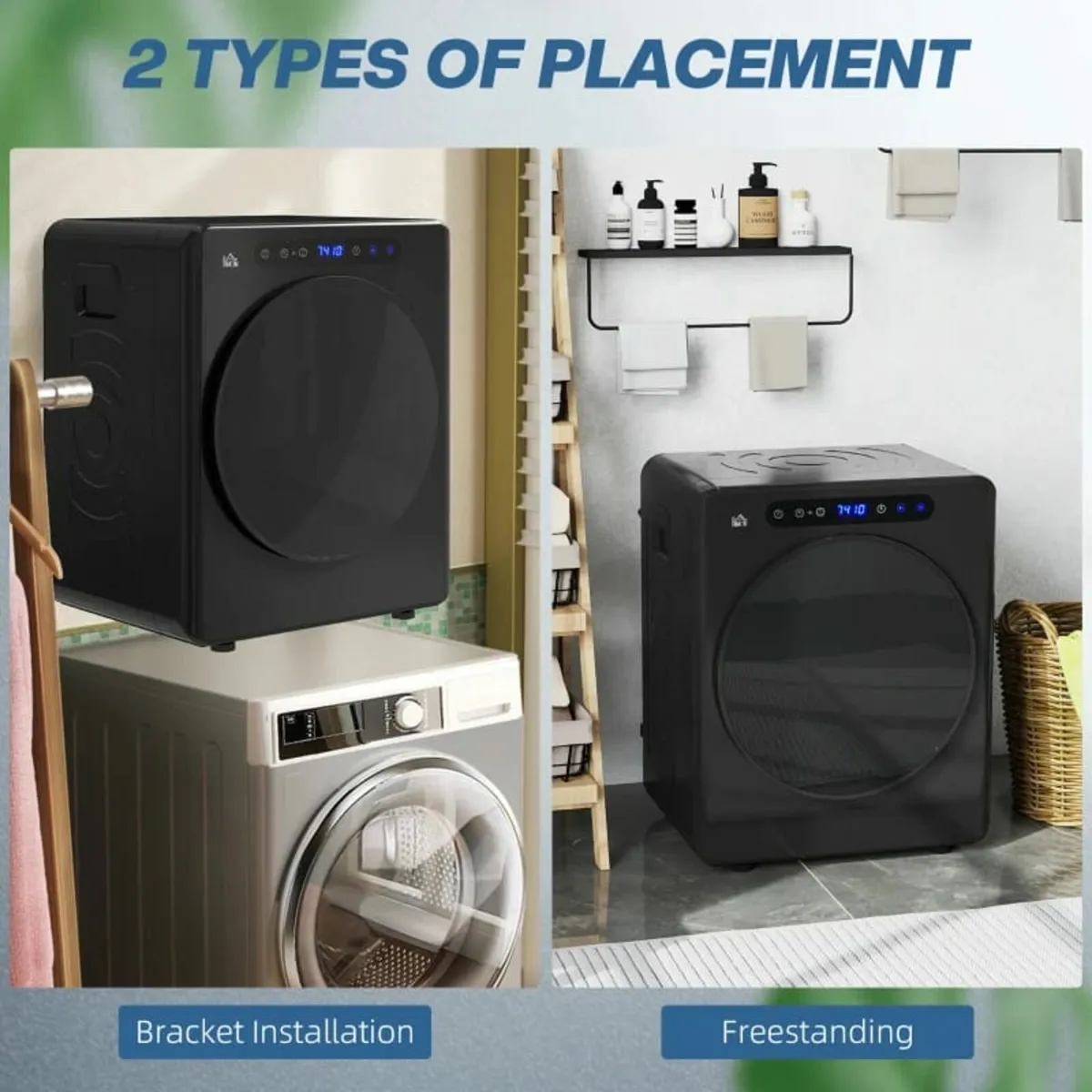 4kg Compact 40-60℃ Tumble Dryer - Black - Image 3