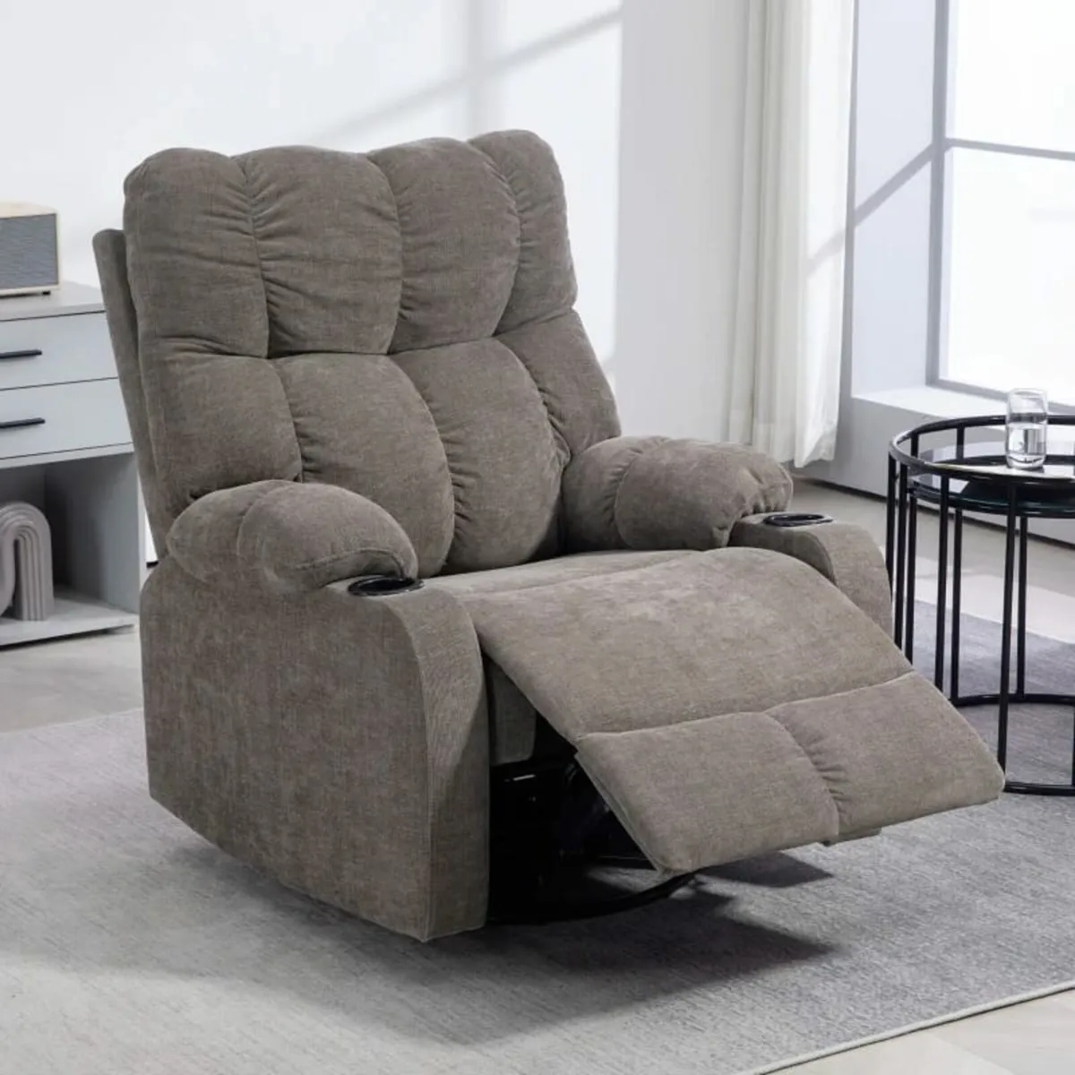Recliner with Footrest, Reclining Chair, Swivel, u - Image 1
