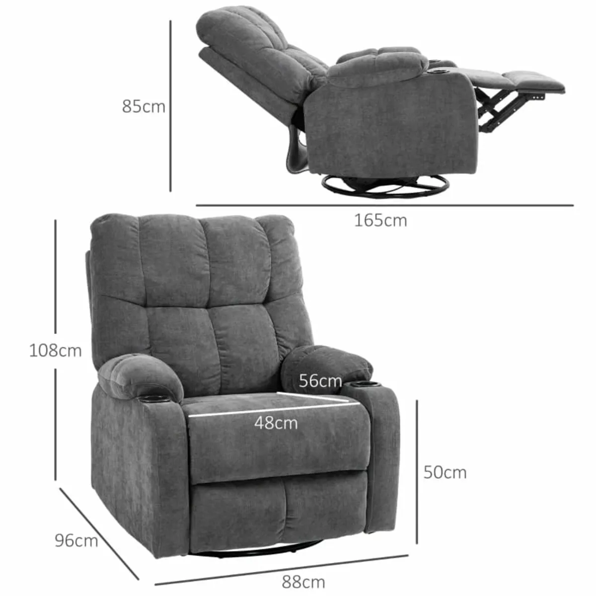 Recliner with Footrest, Reclining Armchair, Swivel - Image 4
