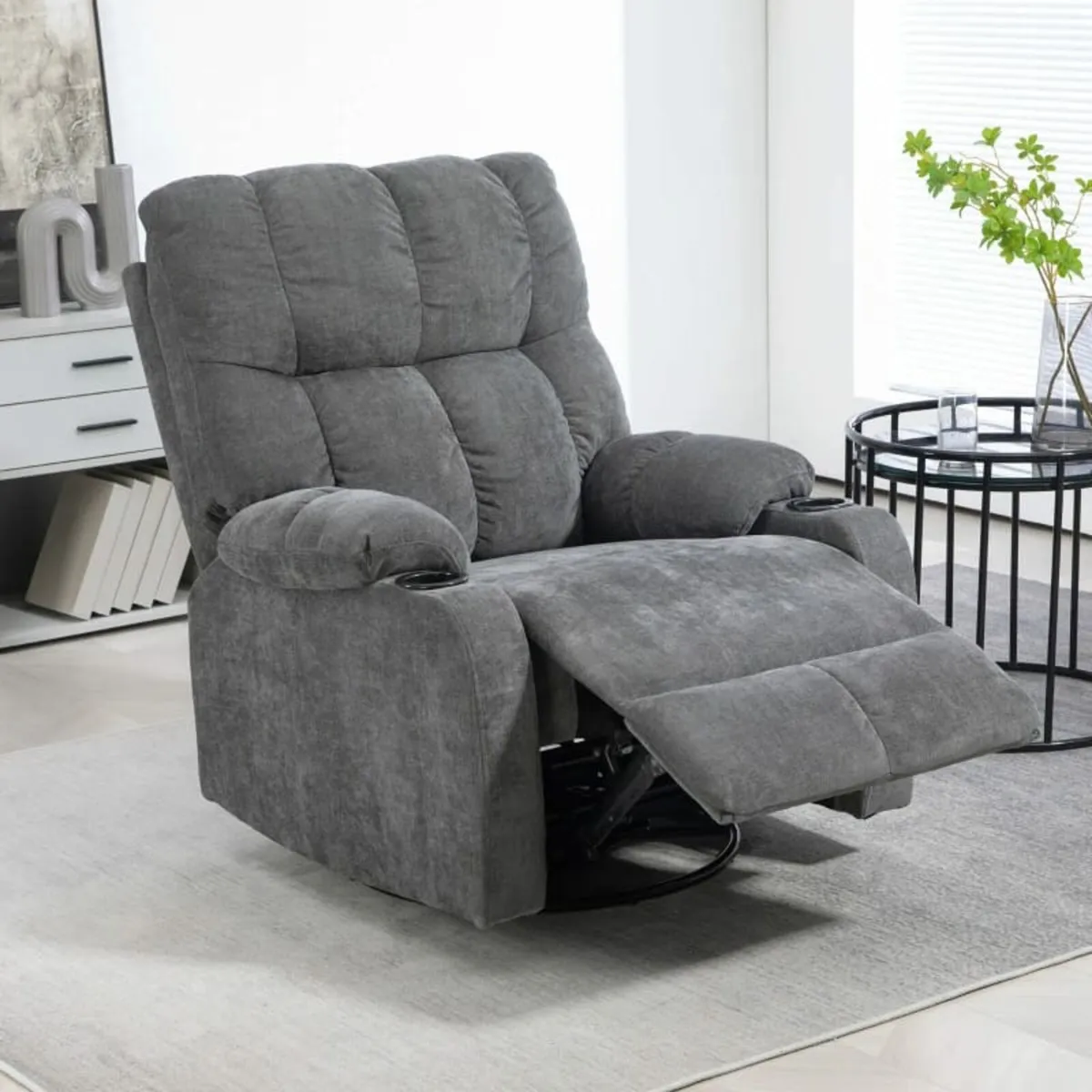 Recliner with Footrest, Reclining Armchair, Swivel - Image 3
