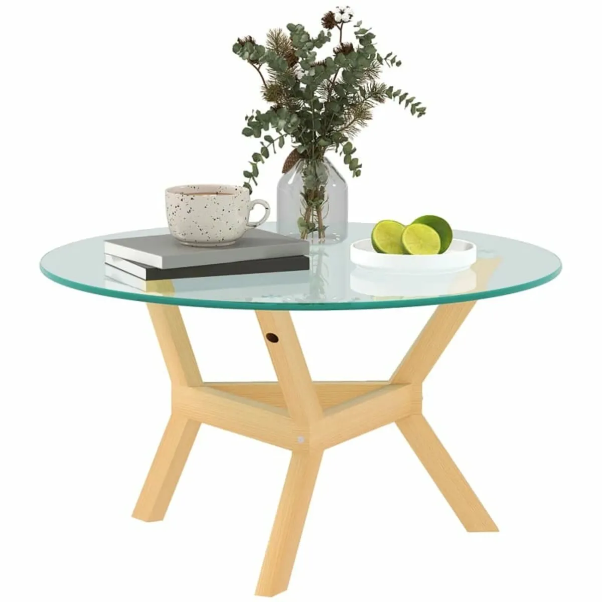 Round side table made of tempered glass with adjus - Image 4