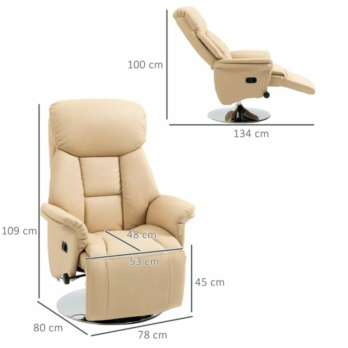 Recliner, reclining function, leather-look, footre - Image 3