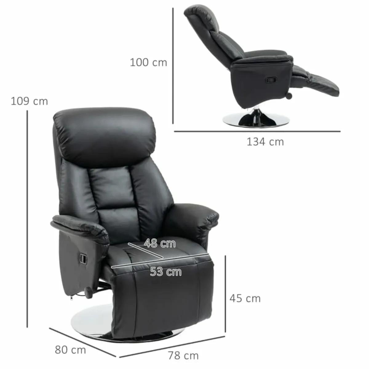 reclining function, leather look, footrest, up to - Image 3