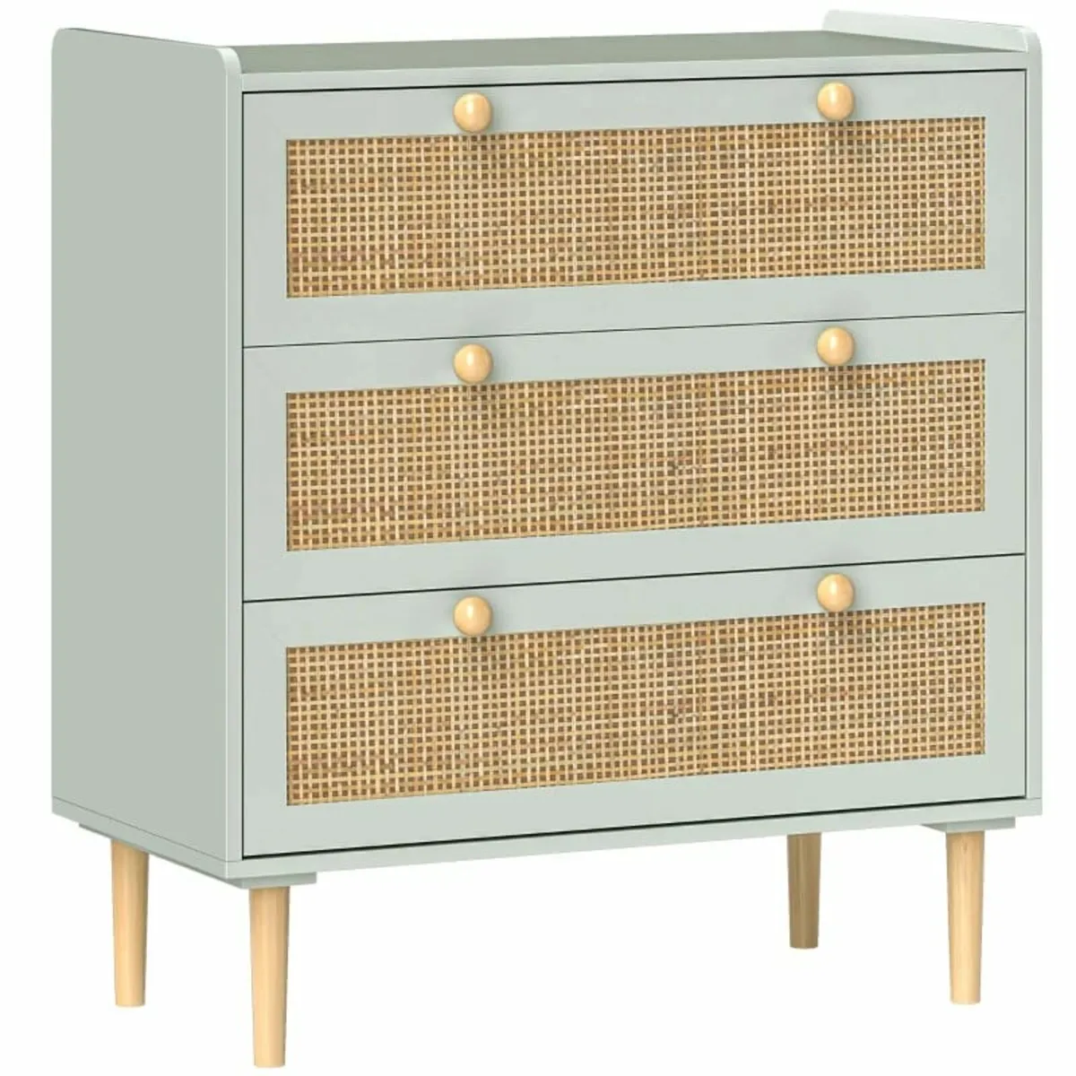 Bedroom dresser with 3 drawers, rattan fronts, clo - Image 2