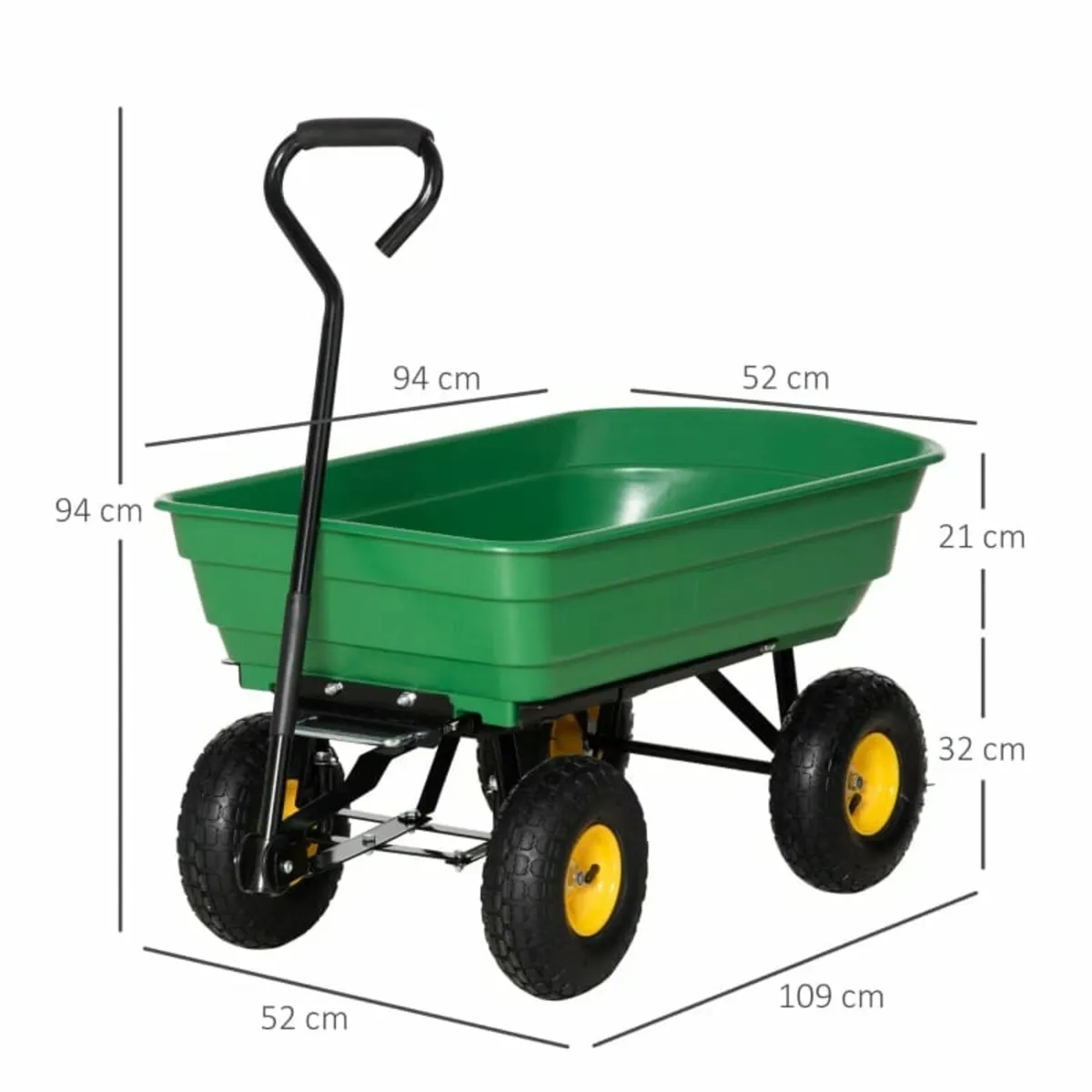 75 Litre Large Garden Cart Heavy Duty 4 Wheel Trol - Image 3