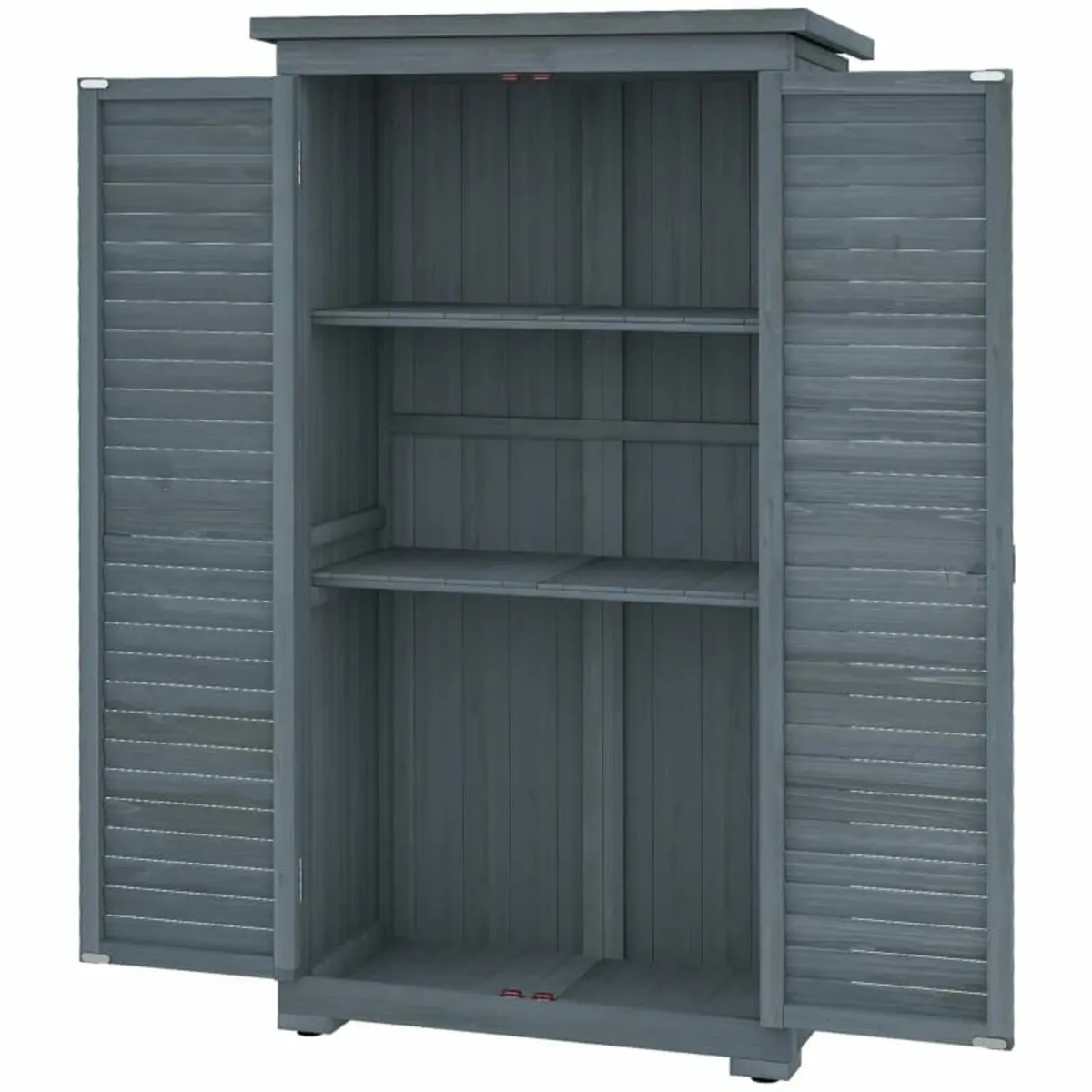 39.5 x 79cm Fir Wood Garden Shed - Grey - Image 3