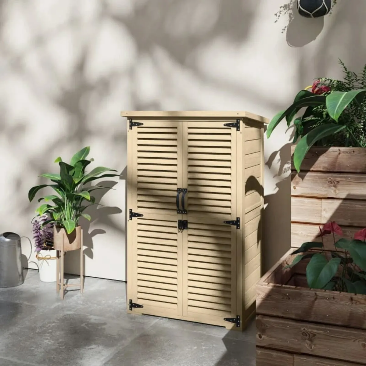 Wooden Garden Storage Cabinet for Tools with 2 She - Image 4