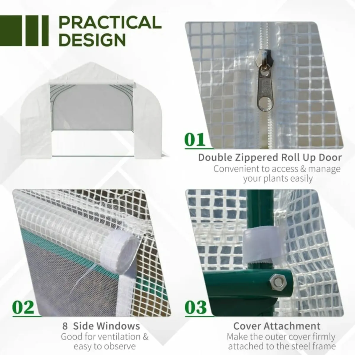 6 x 3 x 2m Walk in Polytunnel Greenhouse with Wind - Image 4