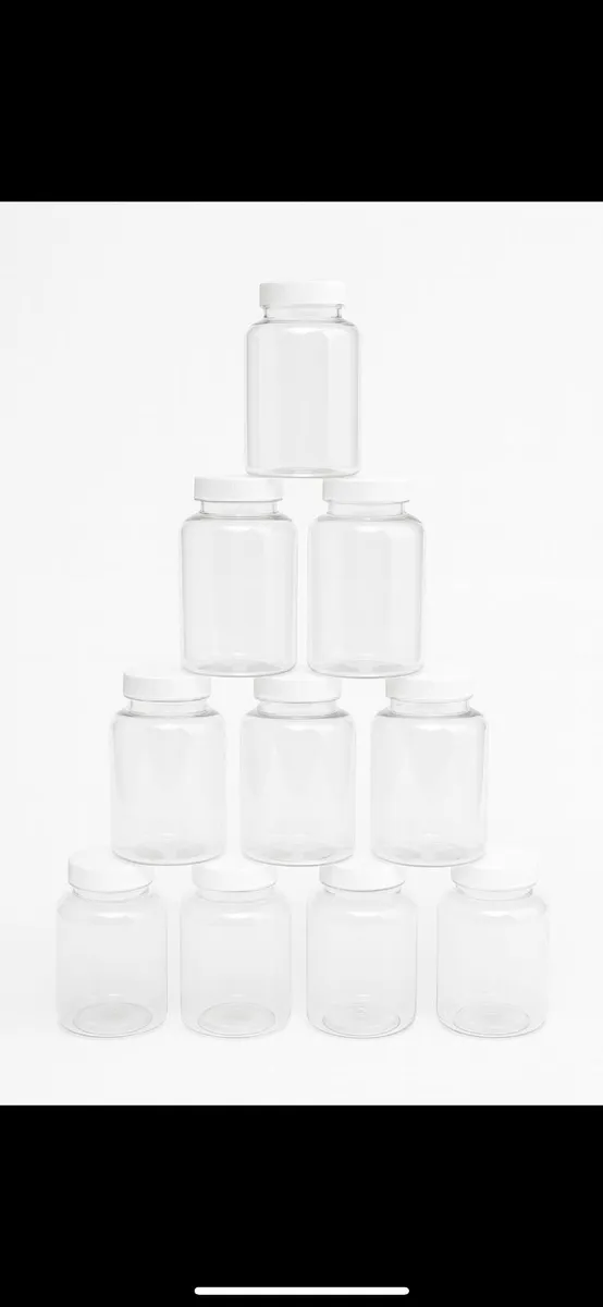 200ml PET Clear Supplement Bottles – With Lids - Image 1