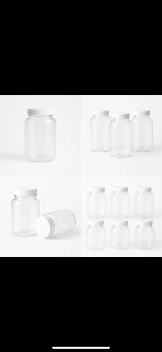 200ml PET Clear Supplement Bottles – With Lids - Image 2