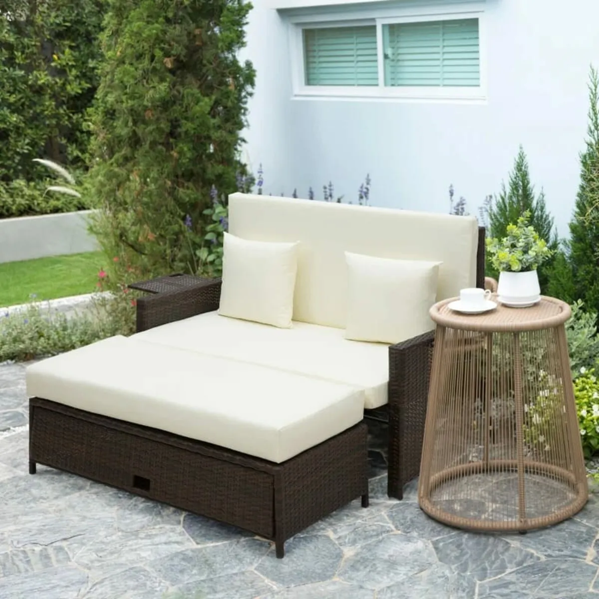 2-Seater Day Bed 8mm Rattan Cube Garden Furniture - Image 4