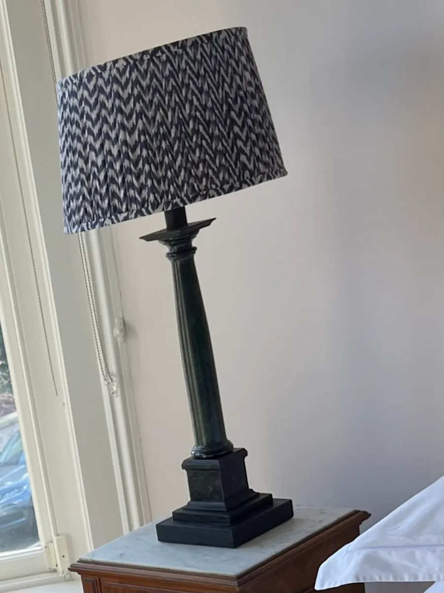 Pair of dark green and black pillar lamps - Image 2