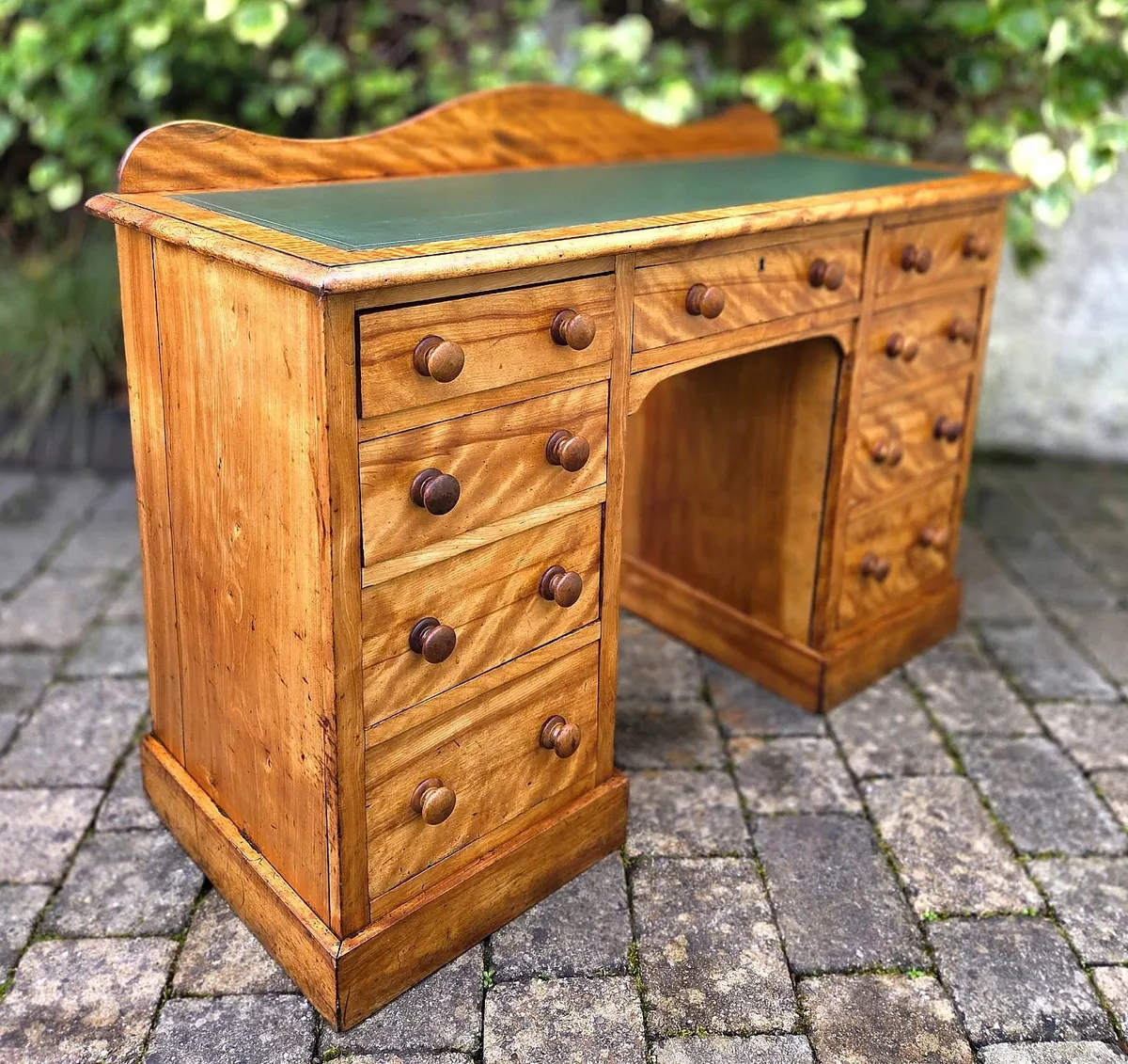 Victorian Satin Birch Pedestal Desk- Circa 1880 - Image 2