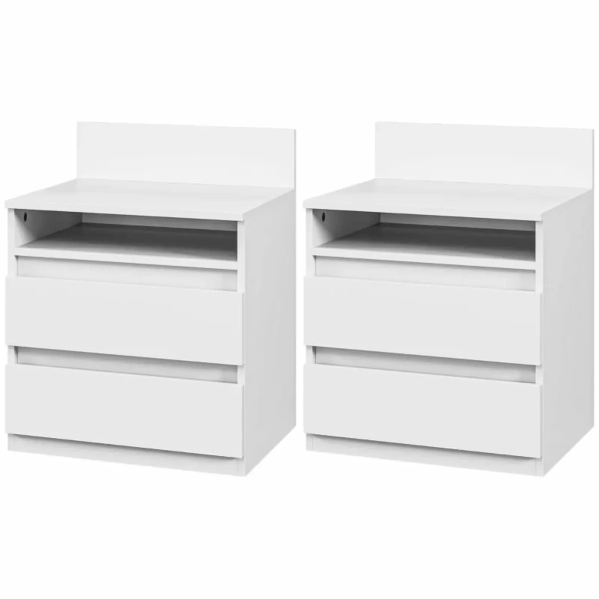 Nightstand 2-pack with drawers and shelf, modern s - Image 1