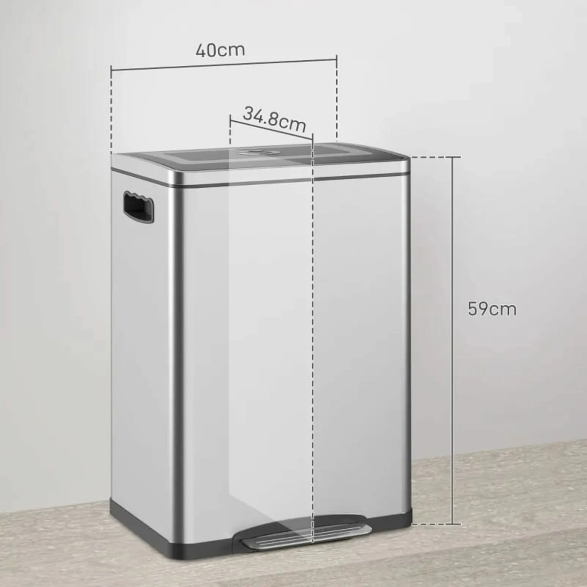 Trash Can, Bin with Lid and Pedal, Stainless Steel - Image 3