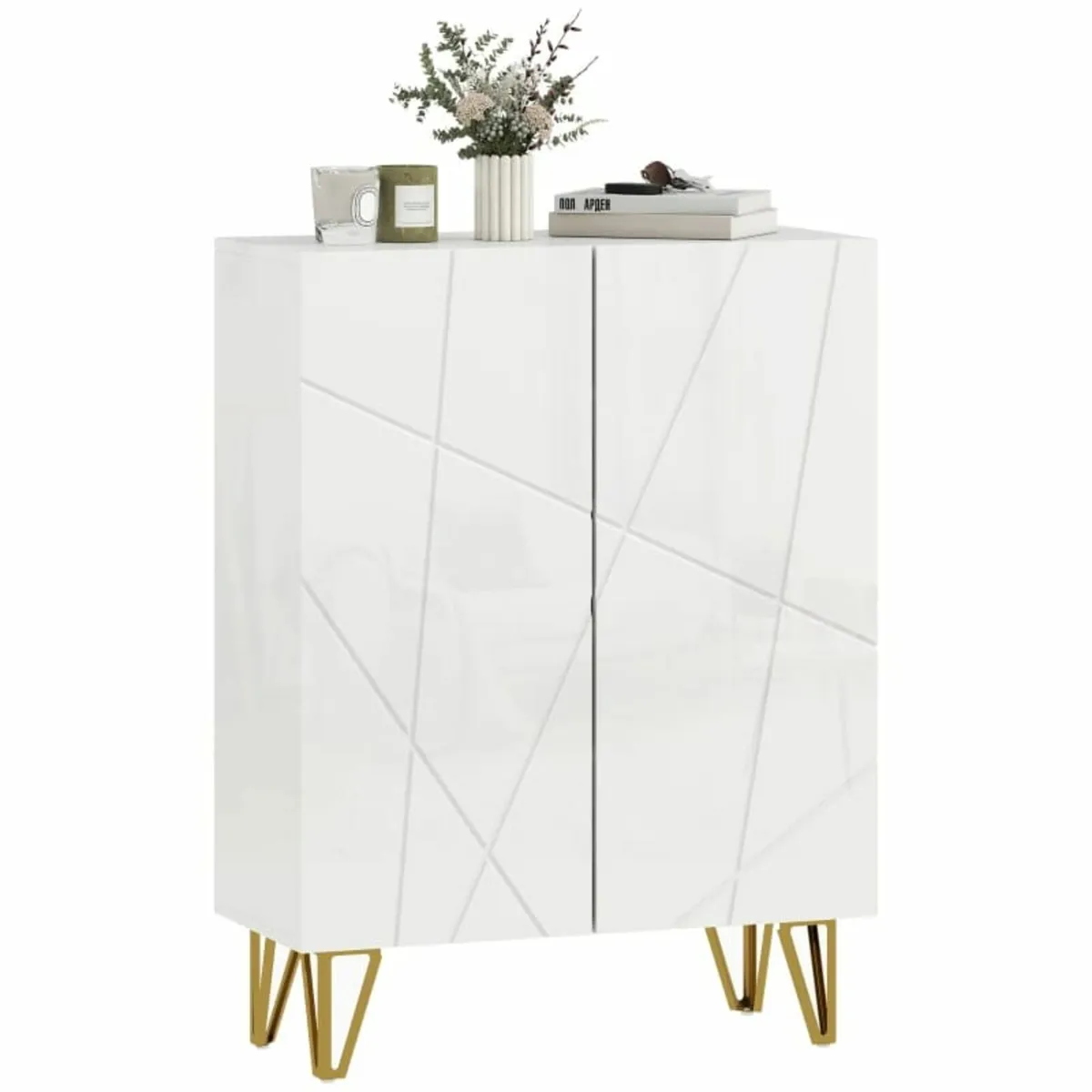 Shoe cabinet with 2 doors, shoe rack, shoe storage - Image 1